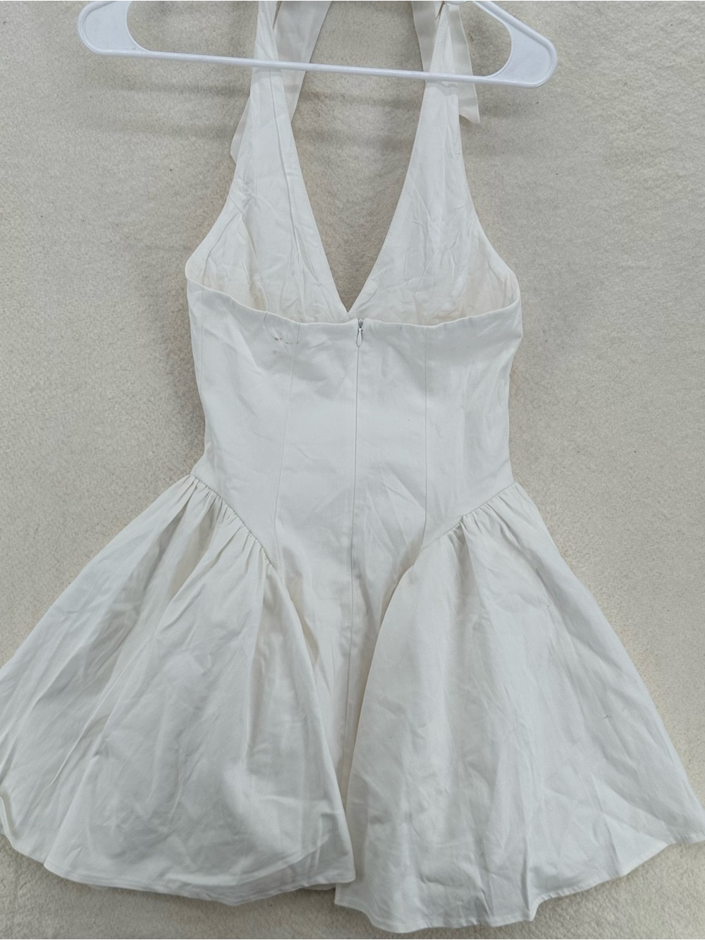 Elegant Coquette Halter Princess Polly White Mini Dress - Picture 3 of 7
